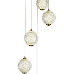 Каскадная люстра с 5-ю плафонами из акрила в виде шара Felice Chandelier Brass варинант исполнения - 2 | Loft Concept в Костроме