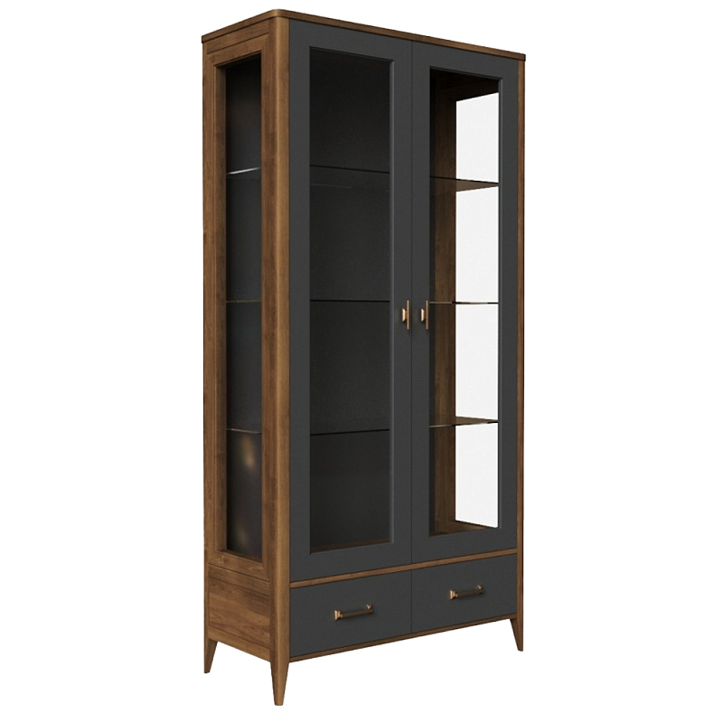 Витрина стеклянная из массива бука Tasteful Furniture Серый Дуб темный Прозрачное Стекло Витрина стеклянная из массива бука Tasteful Furniture Серый Дуб темный Прозрачное Стекло в Костроме | Loft Concept