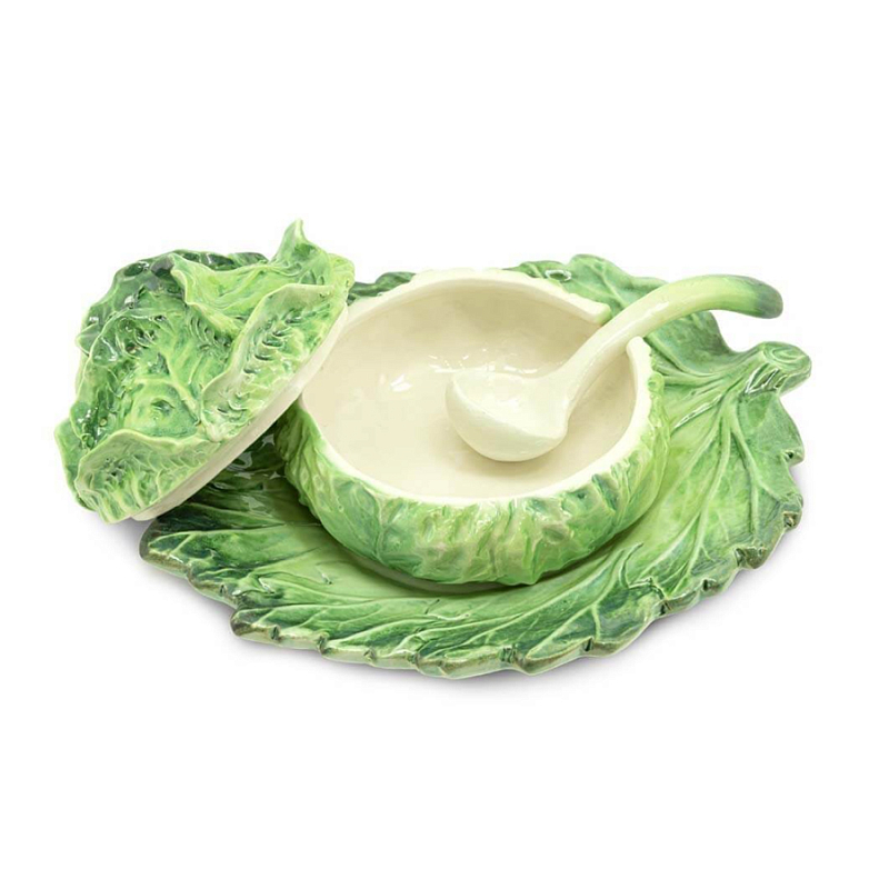 Супница SOUP BOWL CABBAGE SMALL W/PLATE D13 Зеленый Супница SOUP BOWL CABBAGE SMALL W/PLATE D13 Зеленый в Костроме | Loft Concept