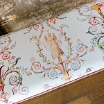 Банкетка из массива бука бежевая с растительным орнаментом Raffael Beige Floral Banquette варинант исполнения - 2 | Loft Concept в Костроме