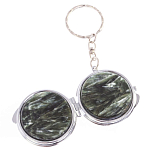 Зеркало брелок карманное двухстороннее из натурального камня Серафинит Stone Mirrors варинант исполнения - 6 | Loft Concept в Костроме