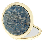 Зеркало карманное складное круглое из натурального камня Лазурит в подарочной упаковке Gold Stone Mirrors варинант исполнения - 2 | Loft Concept в Костроме