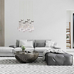 Люстра с 7-ю прозрачными плафонами из стекла в форме капли на круглом потолочном основании цвета хром Lucid Rain  варинант исполнения - 11 | Loft Concept в Костроме