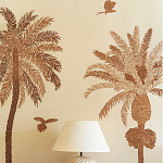 Обои с вышивкой ручной работы Deco Palms Raffia on linen варинант исполнения - 1 | Loft Concept в Костроме