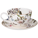 Чайный сервиз из фарфора белый с рисунком цветов на 6 персон 14 предметов Garden Whisper Porcelain Set  варинант исполнения - 1 | Loft Concept в Костроме