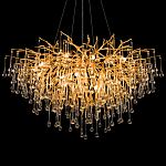 Люстра подвесная с прозрачными стеклянными подвесками в форме капель Диаметр 100 см Droplet Chandelier варинант исполнения - 8 | Loft Concept в Костроме