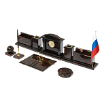 Настольный письменный набор с часами из природного камня обсидиана  Gift for Manager варинант исполнения - 2 | Loft Concept в Костроме