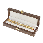 Ручка шариковая металлическая с гравировкой и красным фианитом в деревянной коробке Metal Pens варинант исполнения - 4 | Loft Concept в Костроме