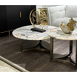 Столик журнальный с круглой мраморной столешницей Unique Stone Design варинант исполнения - 8 | Loft Concept в Костроме