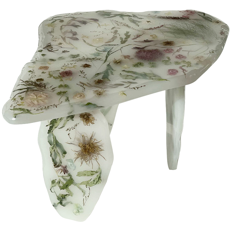 Журнальный стол из эпоксидной смолы с цветами White Flowers Epoxy Resin Coffee Table Белый матовый Мульти Журнальный стол из эпоксидной смолы с цветами White Flowers Epoxy Resin Coffee Table Белый матовый Мульти в Костроме | Loft Concept