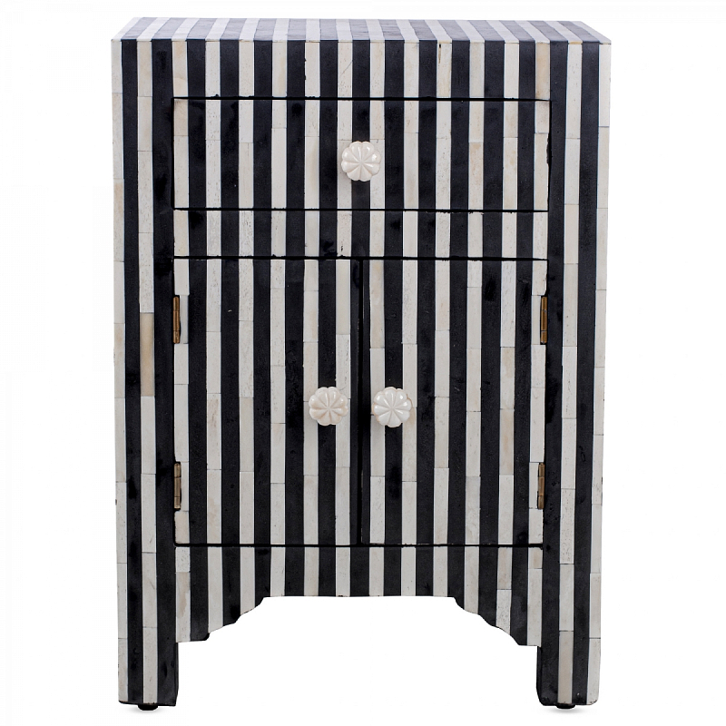 Тумба инкрустация костью Inlaid Bone Stripes чёрно-белые полосы Белый Черный Тумба инкрустация костью Inlaid Bone Stripes чёрно-белые полосы Белый Черный в Костроме | Loft Concept