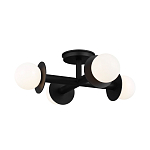 Потолочный светильник с тремя белыми матовыми стеклянными плафонами в форме шаров на черном основании Generation Lighting варинант исполнения - 2 | Loft Concept в Костроме