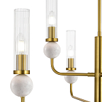 Люстра с 6-ю плафонами в форме стеклянных трубок и мраморных декоративных элементов Montreal варинант исполнения - 5 | Loft Concept в Костроме