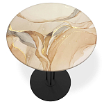 Стол журнальный круглый с бежевой столешницей из стекла Beige Marble варинант исполнения - 2 | Loft Concept в Костроме