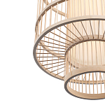 Подвесной светильник из деревянных прутьев с плафоном из натуральной ткани Light Inside the Cell варинант исполнения - 6 | Loft Concept в Костроме