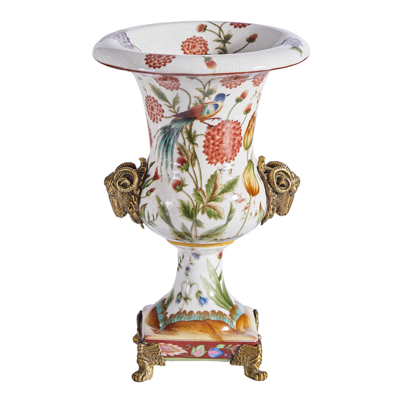 Ваза из фарфора с бронзовыми Овнами Bronze Aries Бронза Мульти в Костроме | Loft Concept 