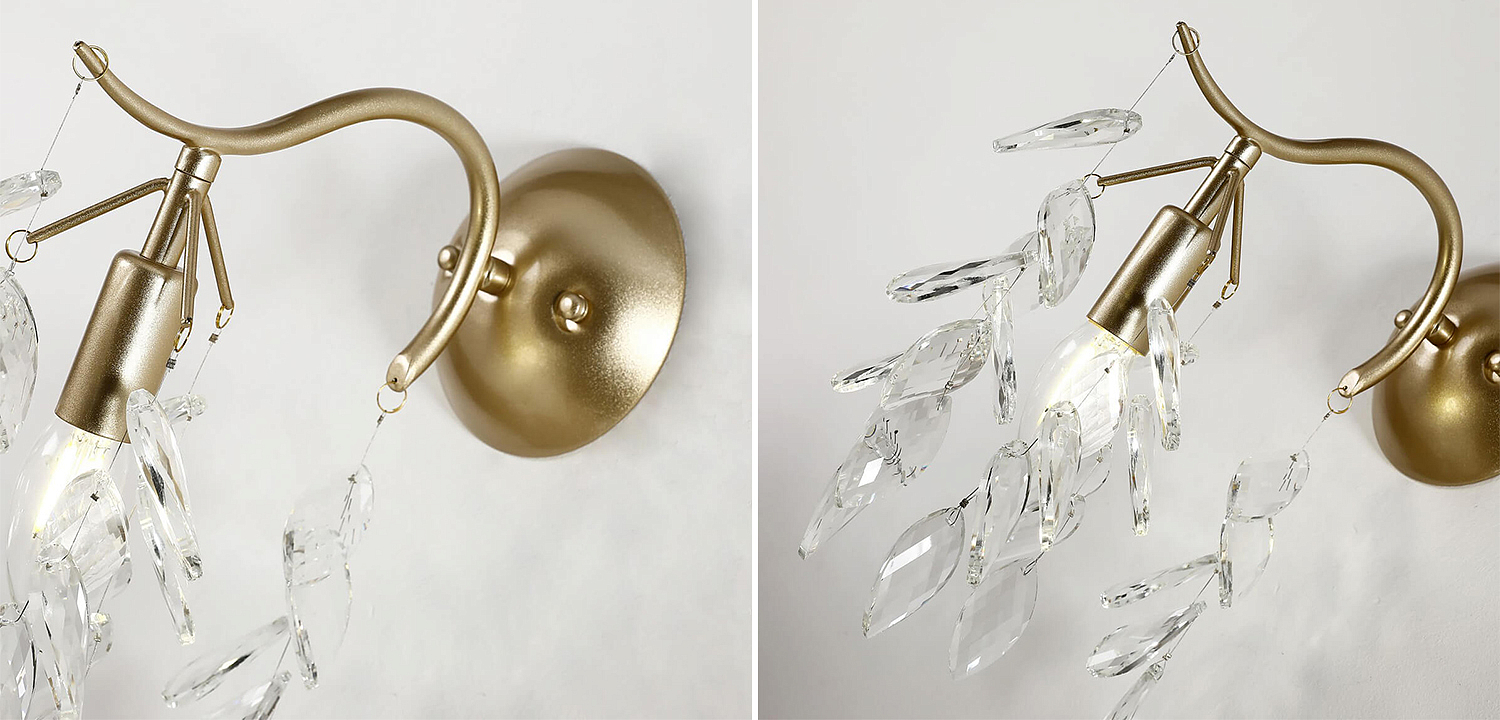 Бра Hanging Crystal Leaves Wall Lamp Бра Hanging Crystal Leaves Wall Lamp - Loft-Concept в Костроме