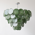 Люстра из зеленых стеклянных дисков с перламутровым эффектом Green Glowing Glaze варинант исполнения - 5 | Loft Concept в Костроме