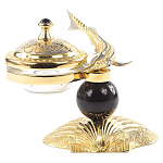 Икорница с декором "Стерлядка на ракушке" с гравировкой на подставке из натурального камня Обсидиан Decorative Cavair Dishes варинант исполнения - 1 | Loft Concept в Костроме