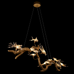 Люстра подвесная линейная с прозрачными стеклянными птичками на ветвях Serip Voa варинант исполнения - 5 | Loft Concept в Костроме