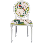 Стул светло-серый из натурального бука с изображением птиц и цветов Blooming Red Birds варинант исполнения - 1 | Loft Concept в Костроме