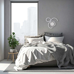 Бра белого цвета с изогнутыми световыми линиями и круглым основанием Luke Lampco Tracer Lamp варинант исполнения - 7 | Loft Concept в Костроме