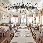 Люстра черная овальная с прозрачными стеклянными подвесками в форме капель FAIRYTREE Light варинант исполнения - 1 | Loft Concept в Костроме