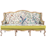 Диван из натурального бука бежевый с изображением птиц и цветов Beige Green Chinoiserie Garden Sofa варинант исполнения - 1 | Loft Concept в Костроме