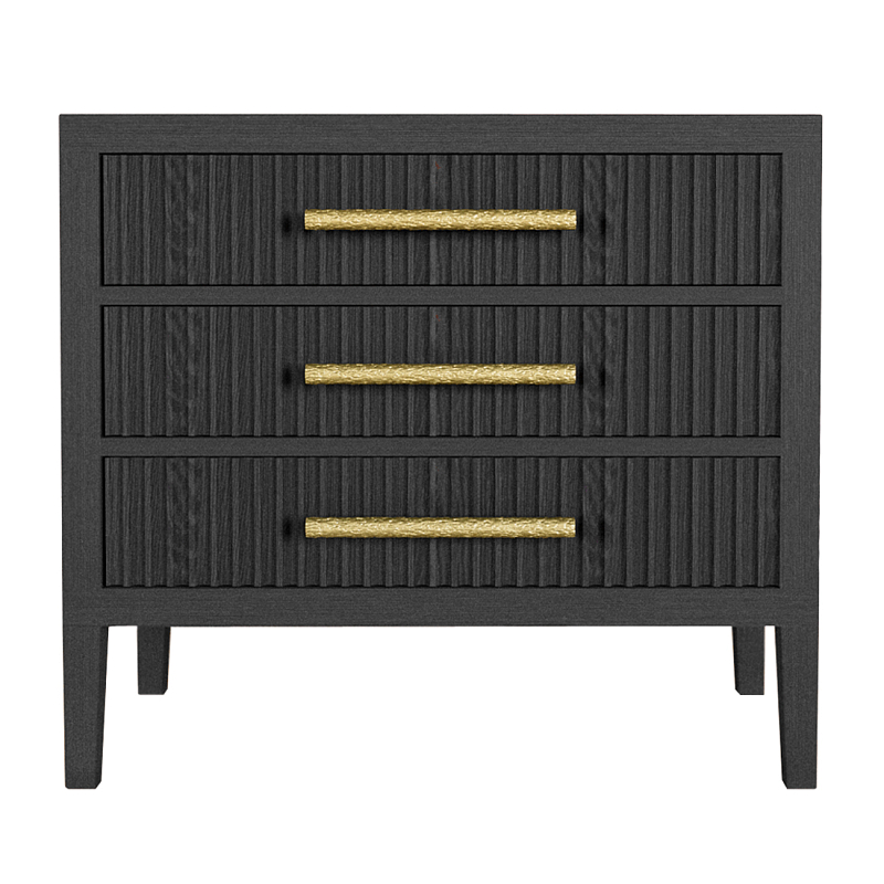 Тумба Primo  с тремя ящиками шпон Черный дуб Черный Золотой в Костроме | Loft Concept 