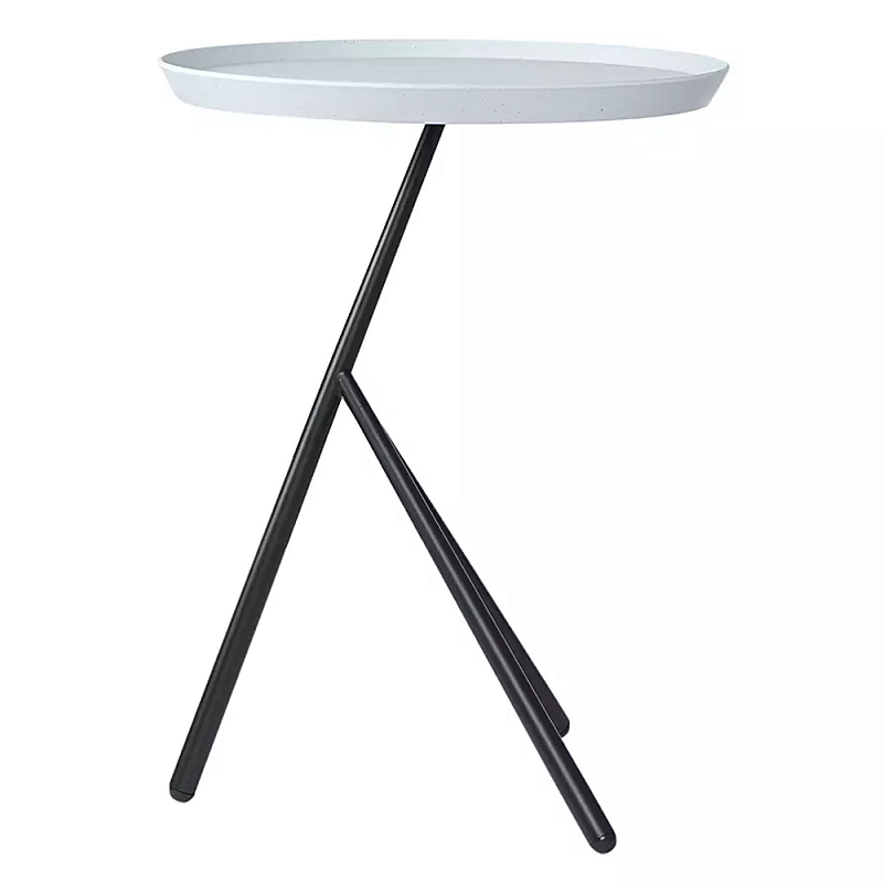 Столик приставной с круглой серой столешницей и черным основанием Round Stable Table Серый Черный Столик приставной с круглой серой столешницей и черным основанием Round Stable Table Серый Черный в Костроме | Loft Concept