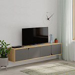 ТВ-тумба подвесная цвета древесины с 4-мя темно-серыми дверцами SPARK TV STAND OAK ANTHRACITE варинант исполнения - 3 | Loft Concept в Костроме