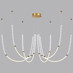 Люстра подвесная с 6-ю изогнутыми плафонами и белыми декоративными шариками PEARLS Suspension варинант исполнения - 3 | Loft Concept в Костроме