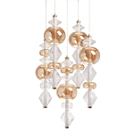 Люстра с плафонами из прозрачного и янтарного стекла в виде шаров и ромбов Gabriel Scott Luna варинант исполнения - 1 | Loft Concept в Костроме