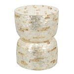 Приставной столик с мозаичным рисунком из раковин устриц Bone Inlay варинант исполнения - 1 | Loft Concept в Костроме