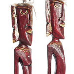 Комплект из 2-х деревянных статуэток Asmat Tall Red Statuettes варинант исполнения - 3 | Loft Concept в Костроме