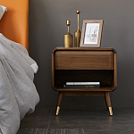 Прикроватная деревянная тумба с ящиком и нишей для хранения Moon Walnut Furniture варинант исполнения - 1 | Loft Concept в Костроме