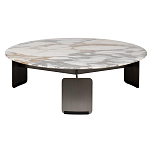 Столик журнальный с круглой мраморной столешницей на трех опорах Marble Stone Drawing варинант исполнения - 6 | Loft Concept в Костроме