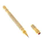 Ручка шариковая металлическая с гравировкой и красным фианитом в деревянной коробке Metal Pens варинант исполнения - 2 | Loft Concept в Костроме