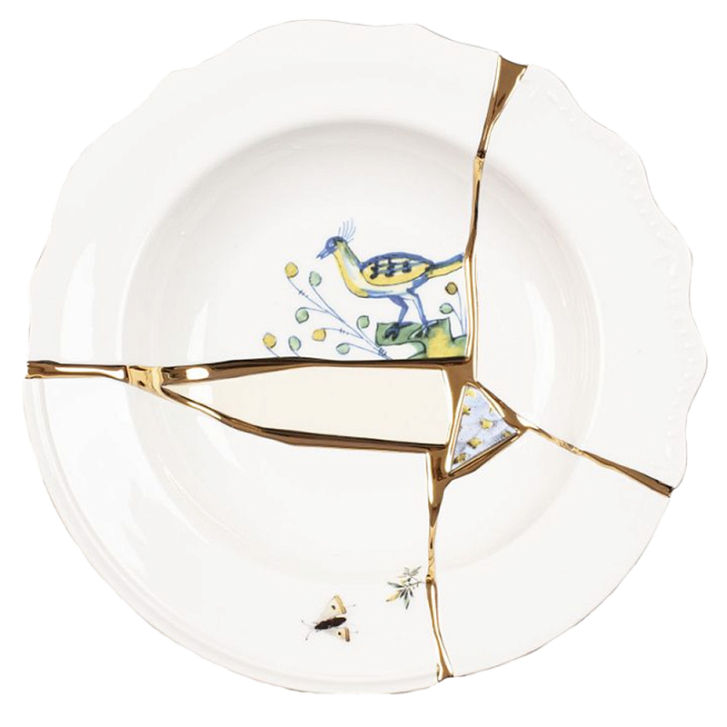 Тарелка глубокая Seletti Kintsugi Белый Золотой Мульти Тарелка глубокая Seletti Kintsugi Белый Золотой Мульти в Костроме | Loft Concept