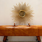 Зеркало-солнце круглое в раме из металла с золотыми с лучами Rays of Peace варинант исполнения - 2 | Loft Concept в Костроме