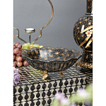 Блюдо черного цвета из фрафора на бронзовых ножках Eden Garden porcelain and bronze варинант исполнения - 3 | Loft Concept в Костроме