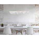 Люстра линейная с 3-мя белыми волнистыми плафонами Wave Line варинант исполнения - 11 | Loft Concept в Костроме