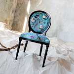 Стул из массива бука бирюзовый с изображением птиц и цветов Turquoise Chinoiserie Birds Garden Chair варинант исполнения - 6 | Loft Concept в Костроме