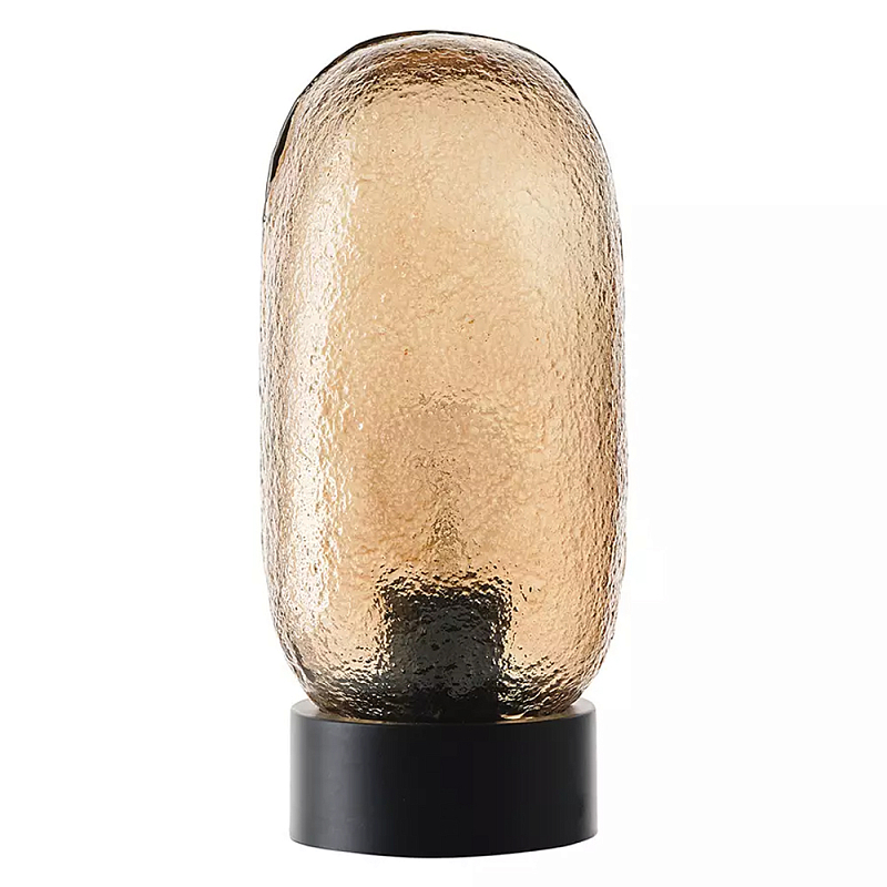 Настольная лампа с янтарным рельефным плафоном Lamp with Frozen Glass Effect Янтарный Черный Настольная лампа с янтарным рельефным плафоном Lamp with Frozen Glass Effect Янтарный Черный в Костроме | Loft Concept