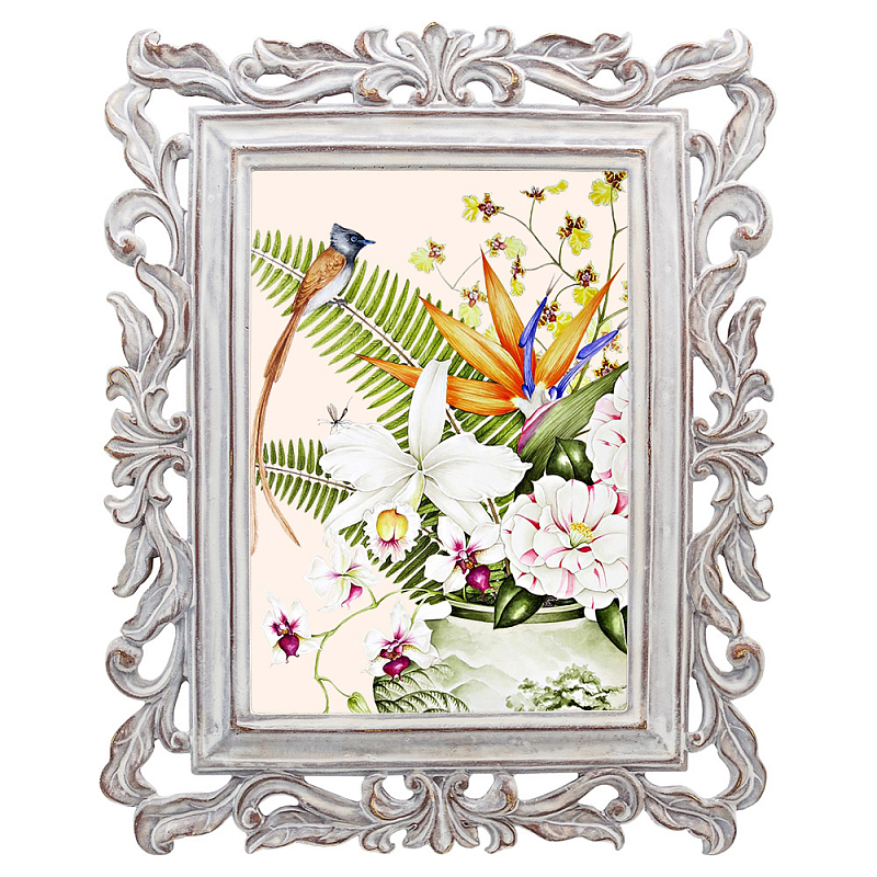 Постер Bouquet with Strelitzia Poster Мульти Белый винтажная патина Постер Bouquet with Strelitzia Poster Мульти Белый винтажная патина в Костроме | Loft Concept