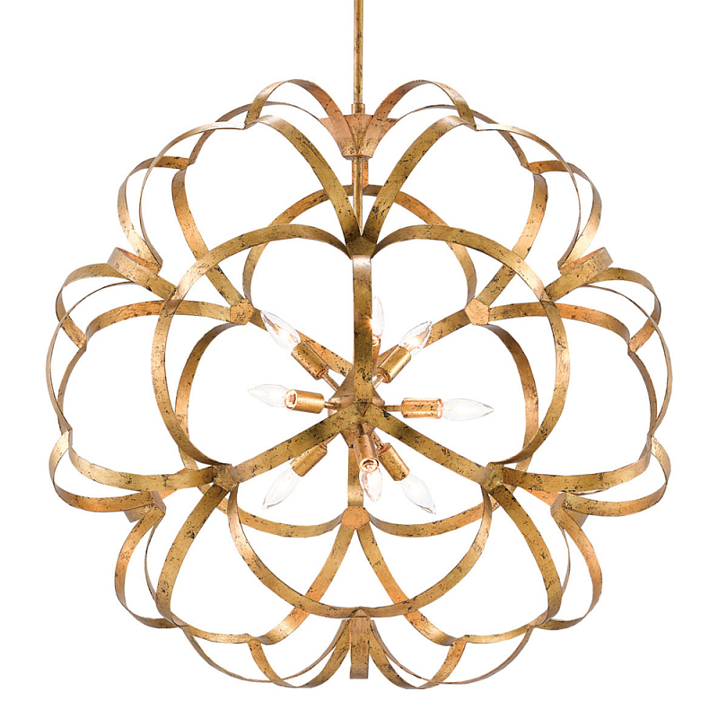 Люстра круглая в виде объёмного цветка Golden Flower Sphere Золотой Люстра круглая в виде объёмного цветка Golden Flower Sphere Золотой в Костроме | Loft Concept