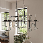 Люстра подвесная с 8-ю лампами и стеклянными круглыми подвесками Currey & Company варинант исполнения - 3 | Loft Concept в Костроме