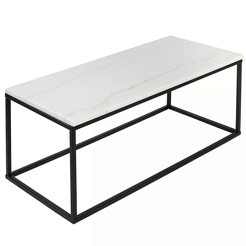 Журнальный столик прямоугольный White Marble Surface Белый Черный Журнальный столик прямоугольный White Marble Surface Белый Черный в Костроме | Loft Concept