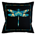 Подушка декоративная стрекоза бирюзово-жёлтая Ikat Pattern варинант исполнения - 1 | Loft Concept в Костроме