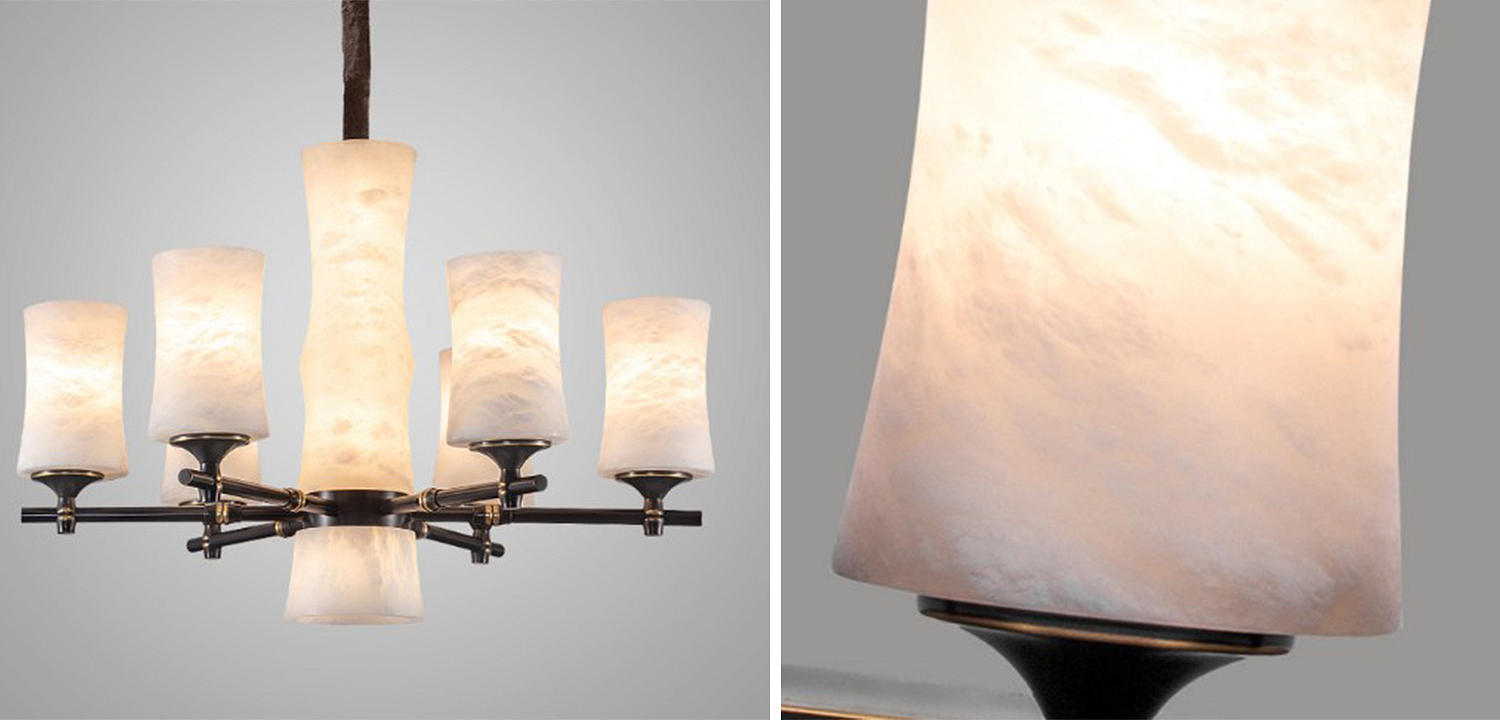 Дизайнерская люстра 6 плафонов из натурального мрамора Marble Shades Chandelier Дизайнерская люстра 6 плафонов из натурального мрамора Marble Shades Chandelier - Loft-Concept в Костроме